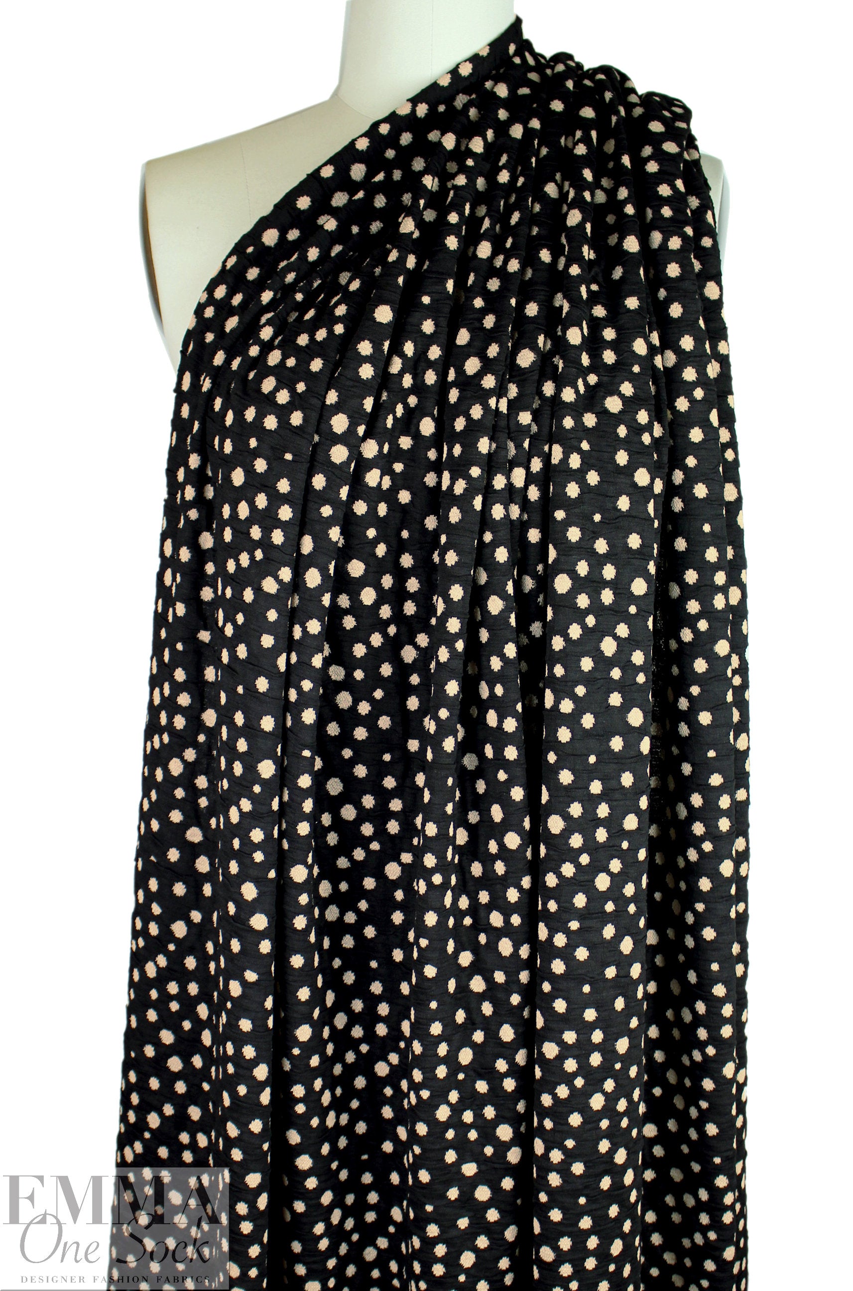 French textured dot 2-ply knit - ecru/black
