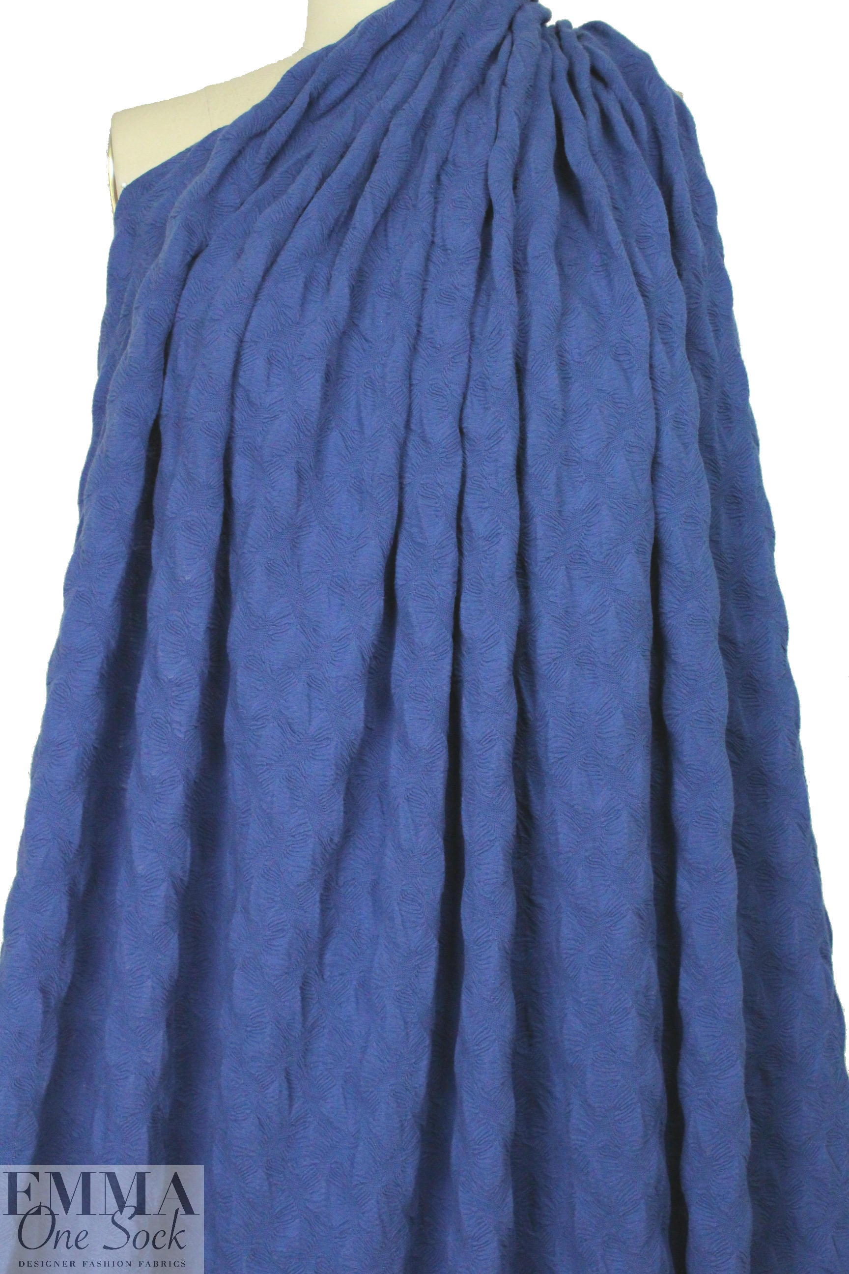 famous designer textured blue novelty knit