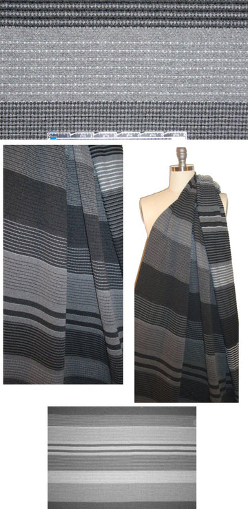 Italian textured novelty stripe knit - black/grays