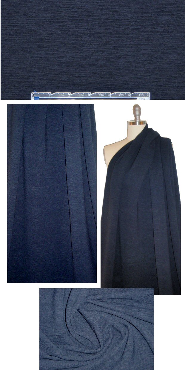 NY designer crinkle textured matelasse knit - navy