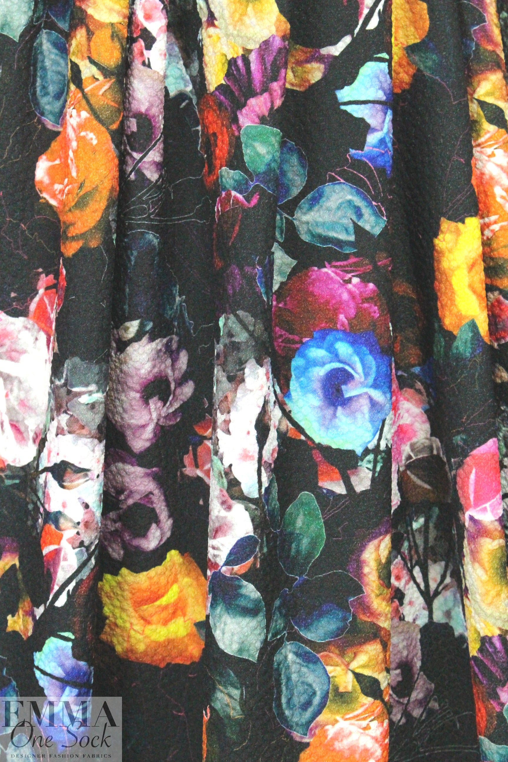 Italian textured stretch woven - floral nocturne