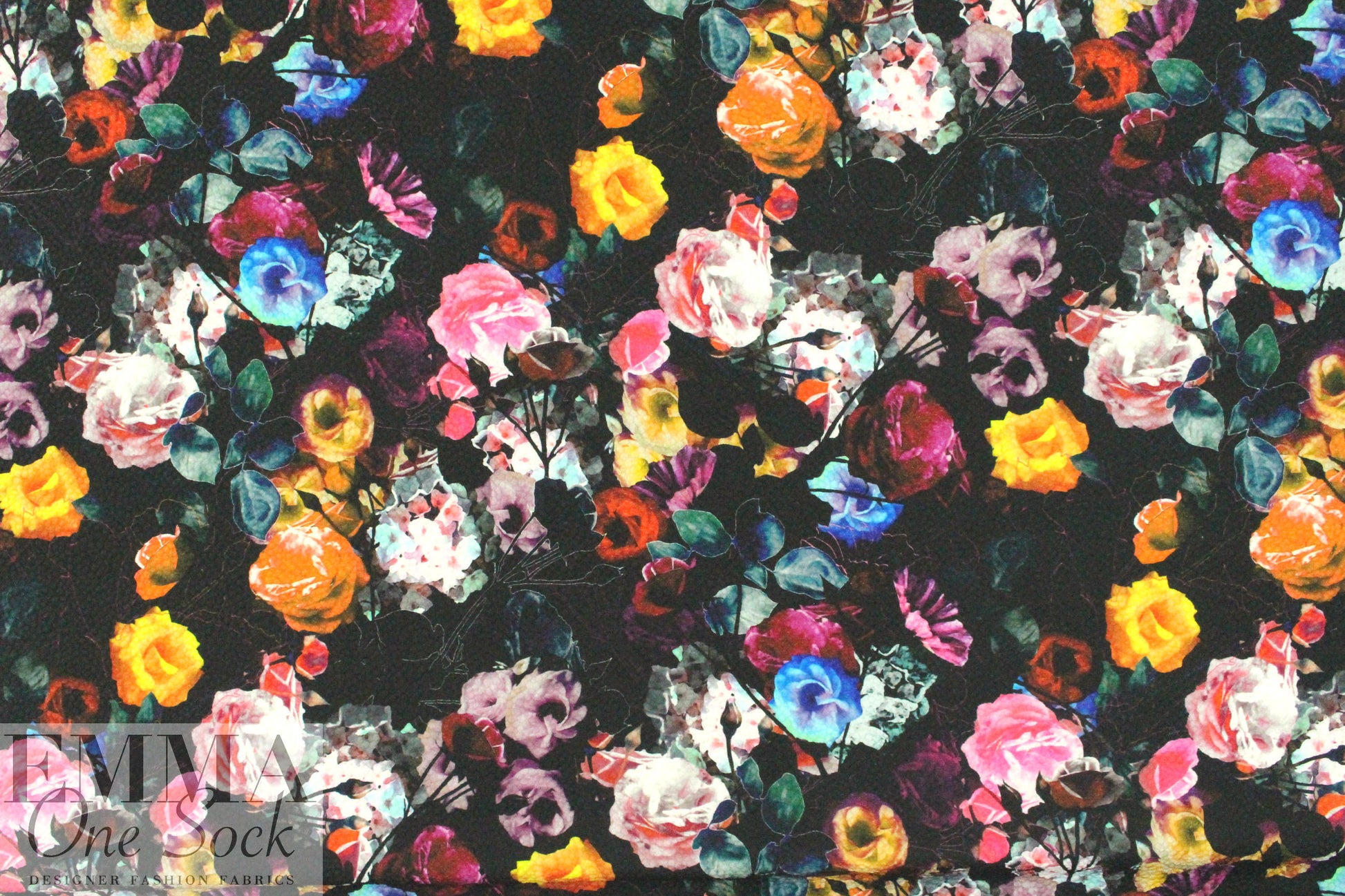 Italian textured stretch woven - floral nocturne