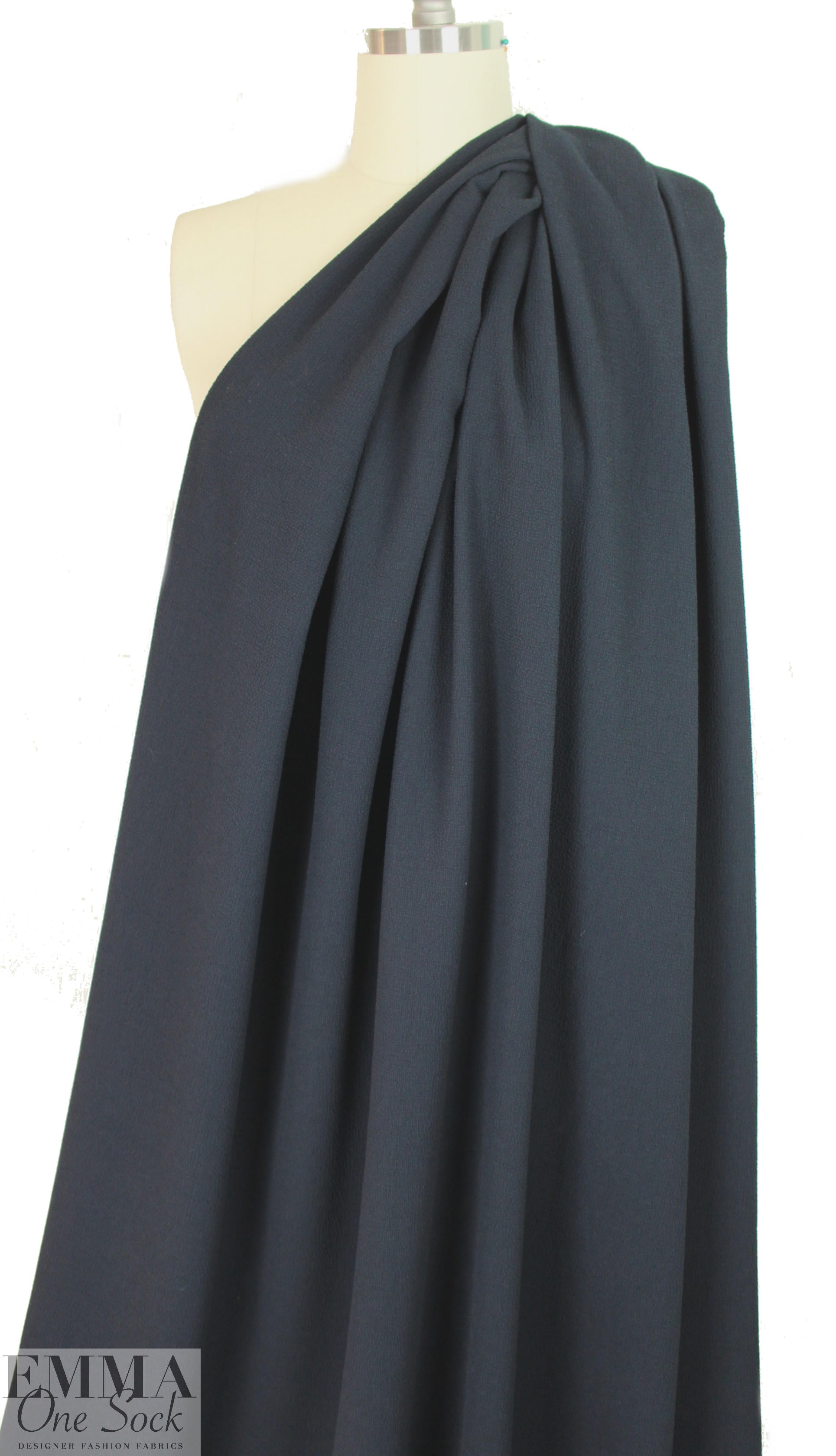 NY designer textured drapey stretch woven - midnight