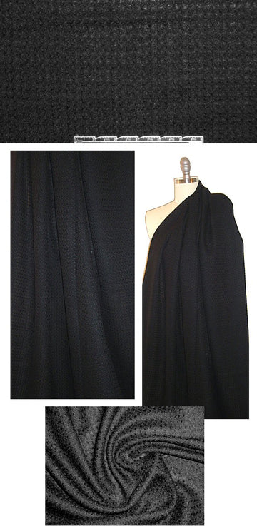 Italian textured wool fancy suiting - black 1.5 yd