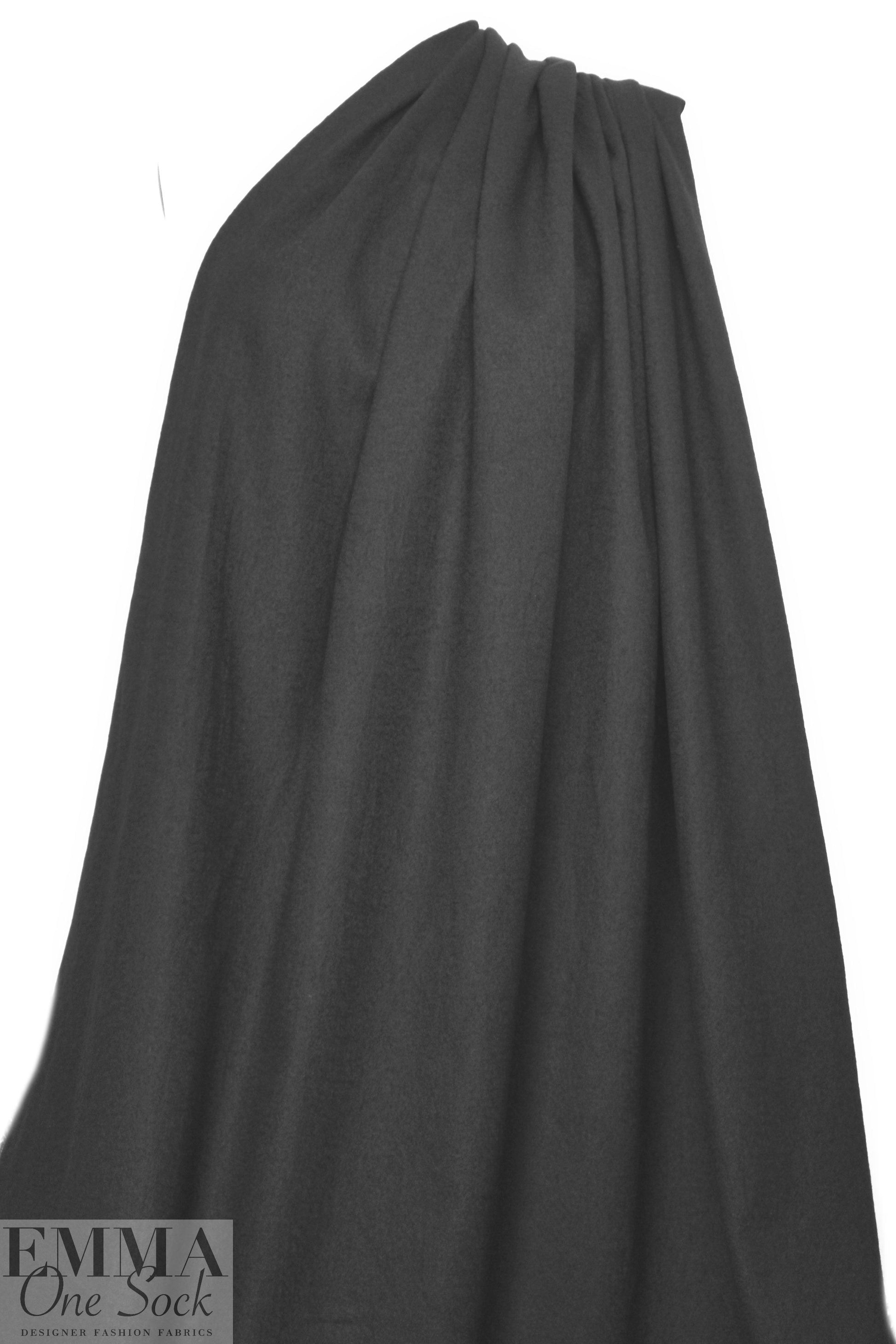 CA designer felted wool/silk woven - black 1.875 yd