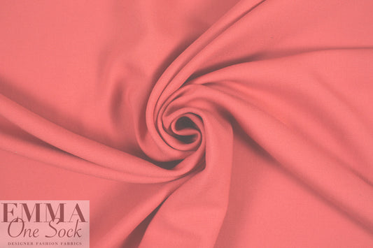Italian textured wool double crepe woven - coral