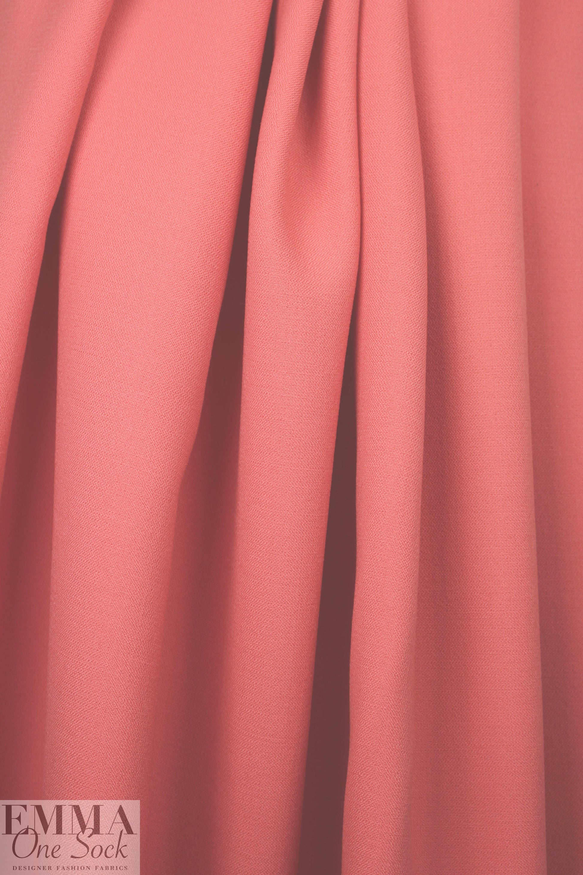 Italian textured wool double crepe woven - coral
