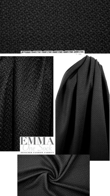 Italian wool blend textured, backed woven - black