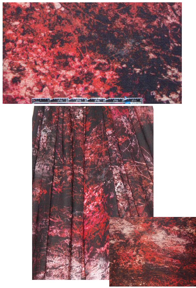 The0ry burgundy deep forest abstr. wool jersey 1.5 yds