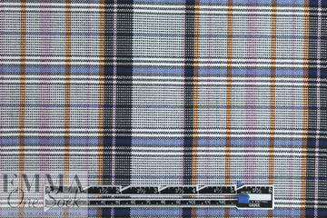 The0ry virgin wool yarn dyed jacquard plaid - navy/orange .875 yds