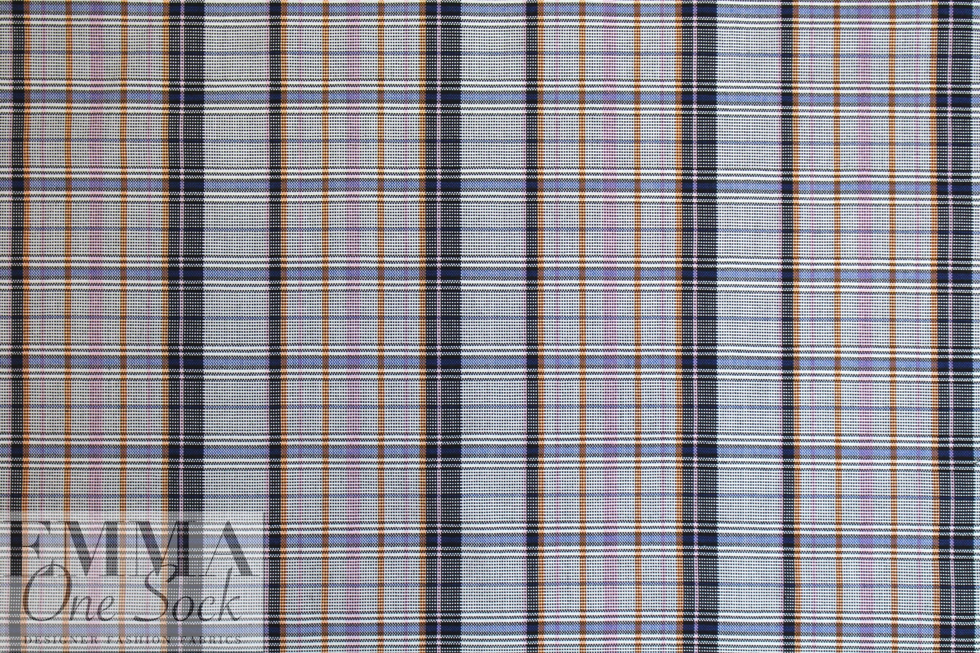 The0ry virgin wool yarn dyed jacquard plaid - navy/orange 1.625 yd