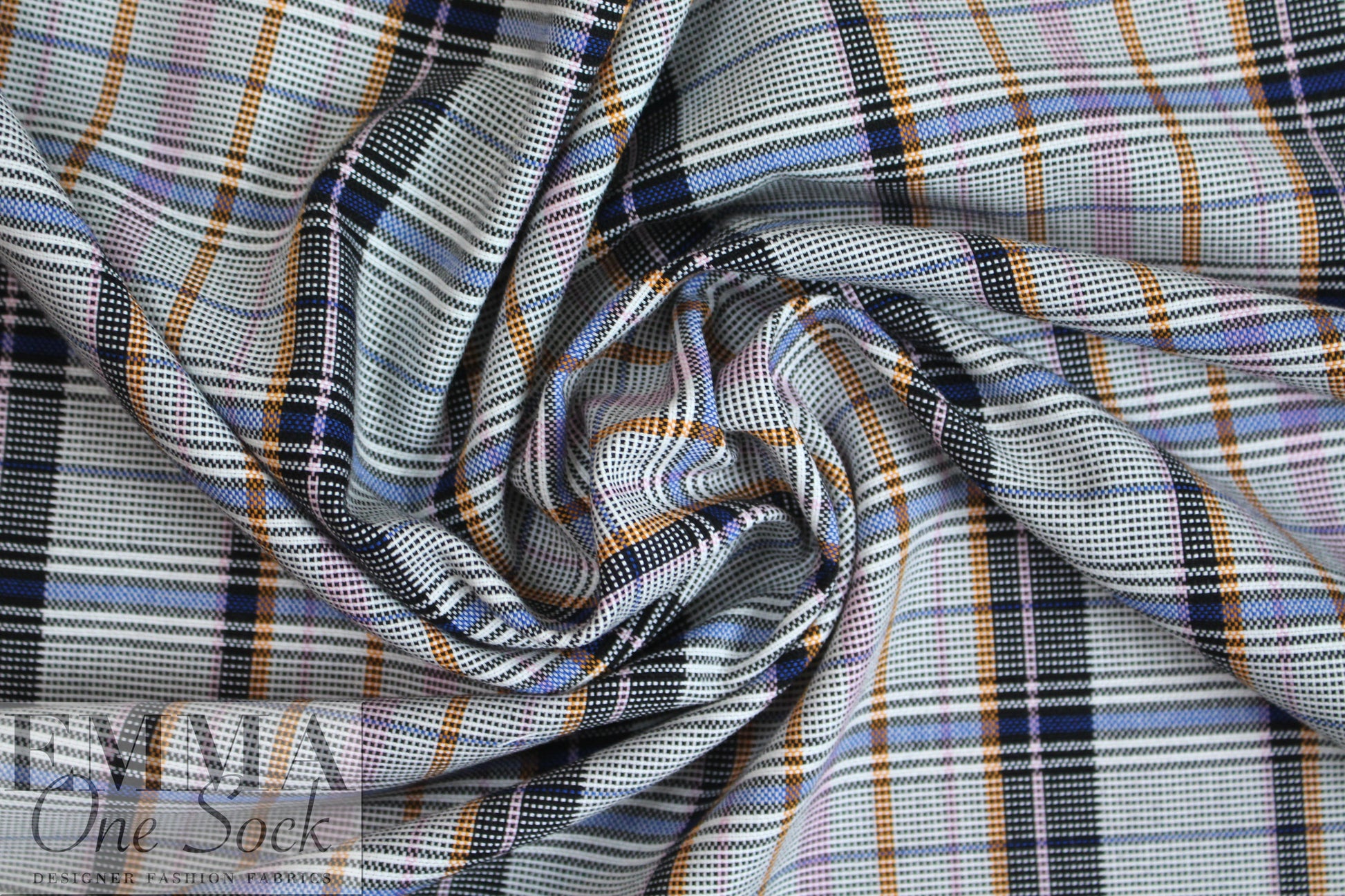The0ry virgin wool yarn dyed jacquard plaid - navy/orange