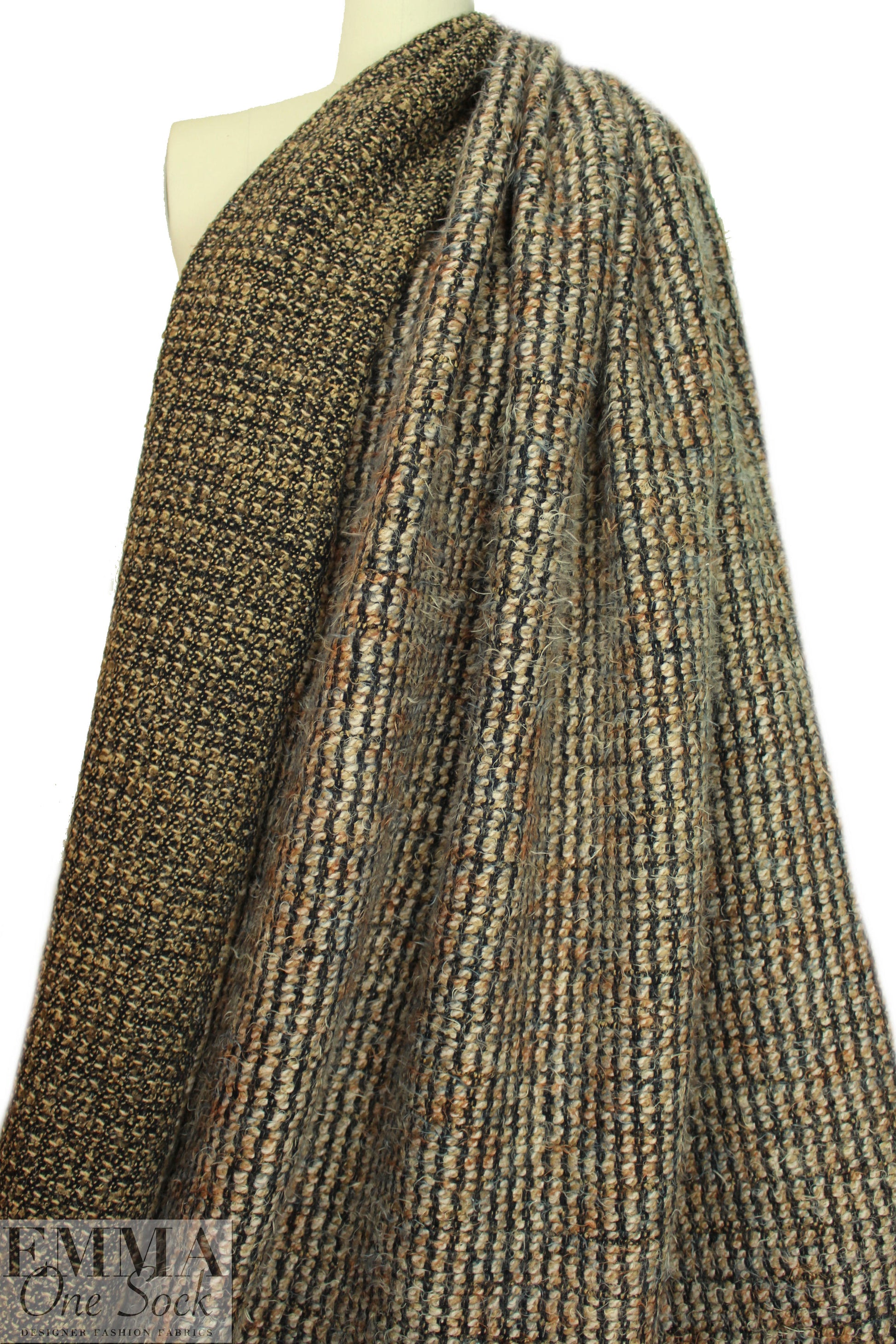 Italian chunky boucle'-textured woodsy tones woven
