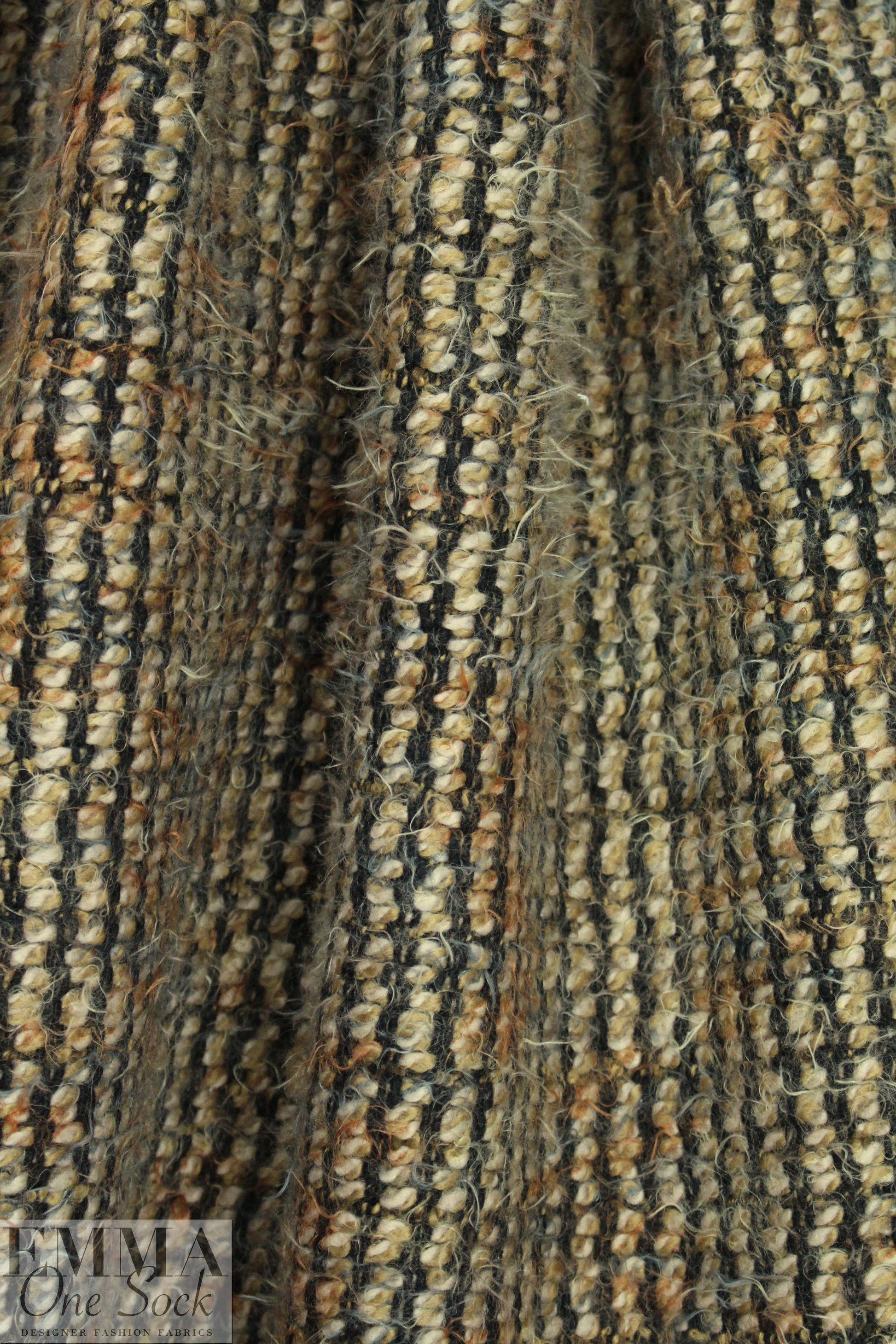 Italian chunky boucle'-textured woodsy tones woven