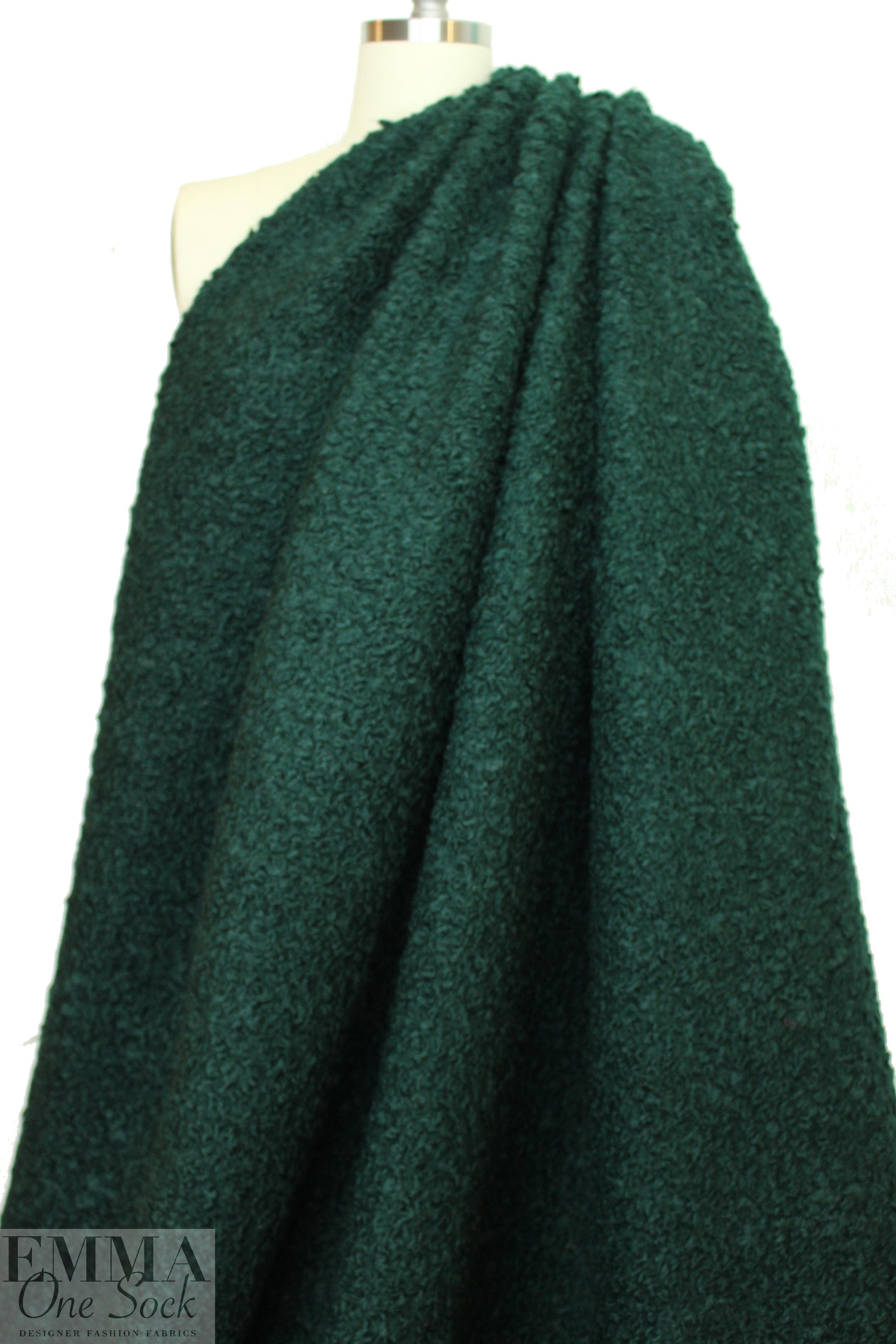 famous designer Italian thick wool boucle' - forest 1.875 yd
