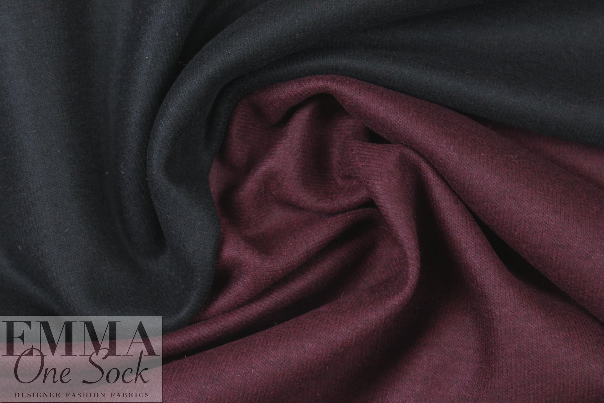 Italian two-sided wool doubleknit - merlot/black