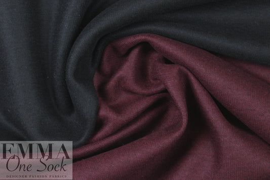 Italian two-sided wool doubleknit - merlot/black 1.125 yds