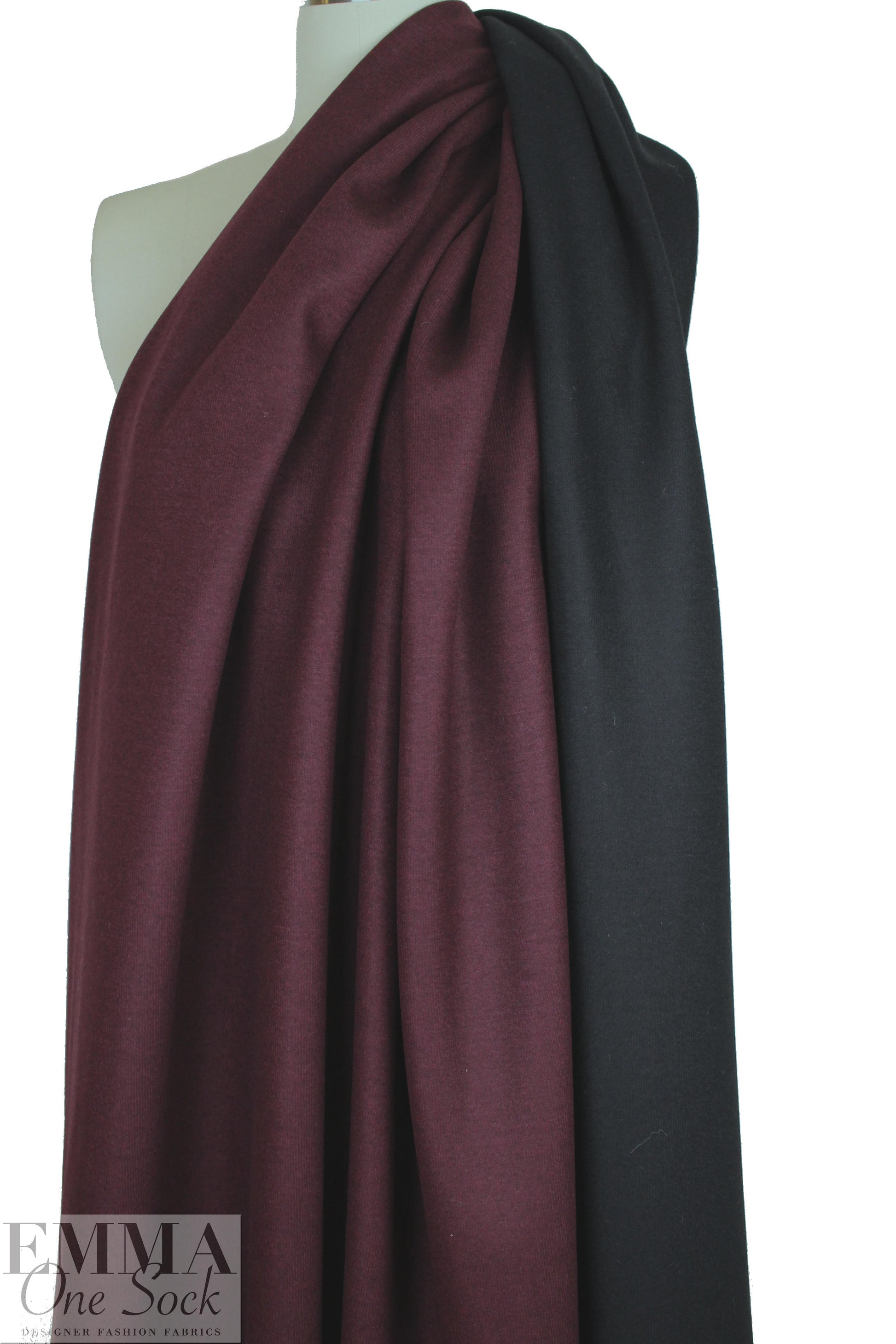 Italian two-sided wool doubleknit - merlot/black 1.625 yds