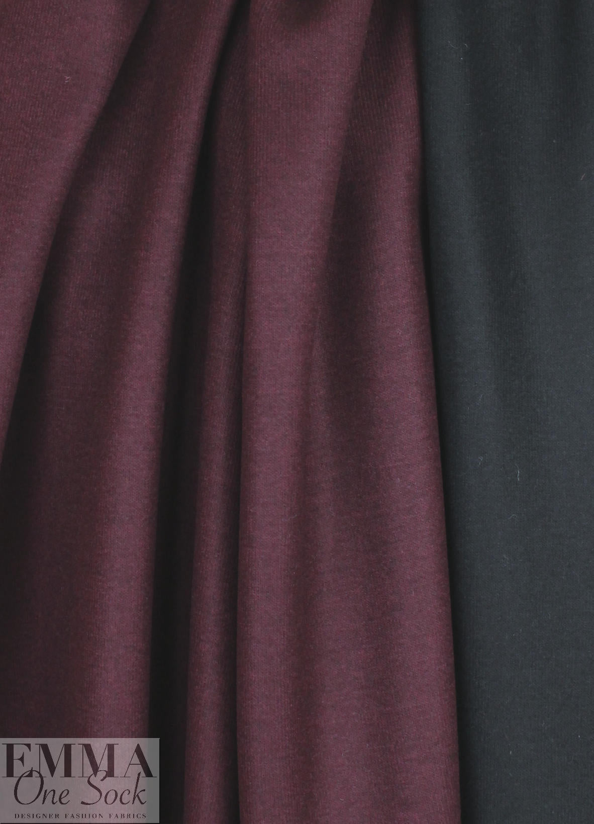 Italian two-sided wool doubleknit - merlot/black 1.125 yds