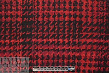 NY designer houndstooth printed sweater knit - red/black 1.25 yds
