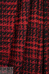 NY designer houndstooth printed sweater knit - red/black 1.25 yds