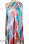 NY designer tie dye poly knit - peony/sky/lilac .625 yds