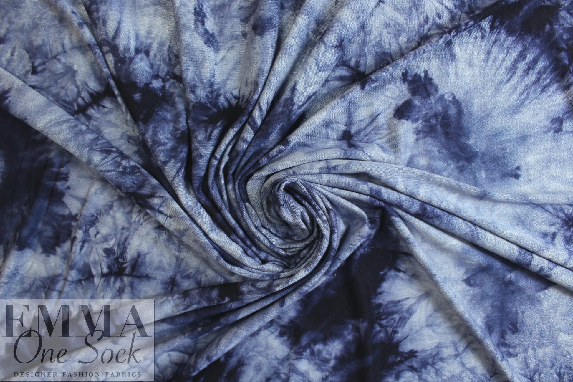 CA designer blue tones tie dye viscose knit