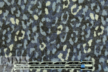 heathered, printed sweater knit - spotted denim 1.375 yds