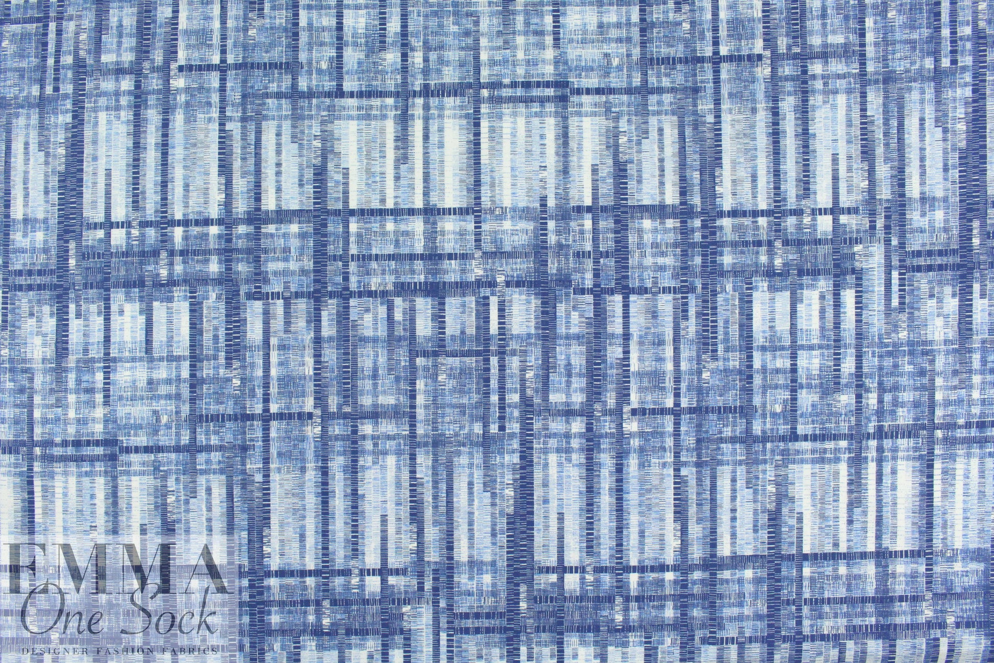 T0ri Richard blue hatch screen printed cotton lawn 1.5 yds