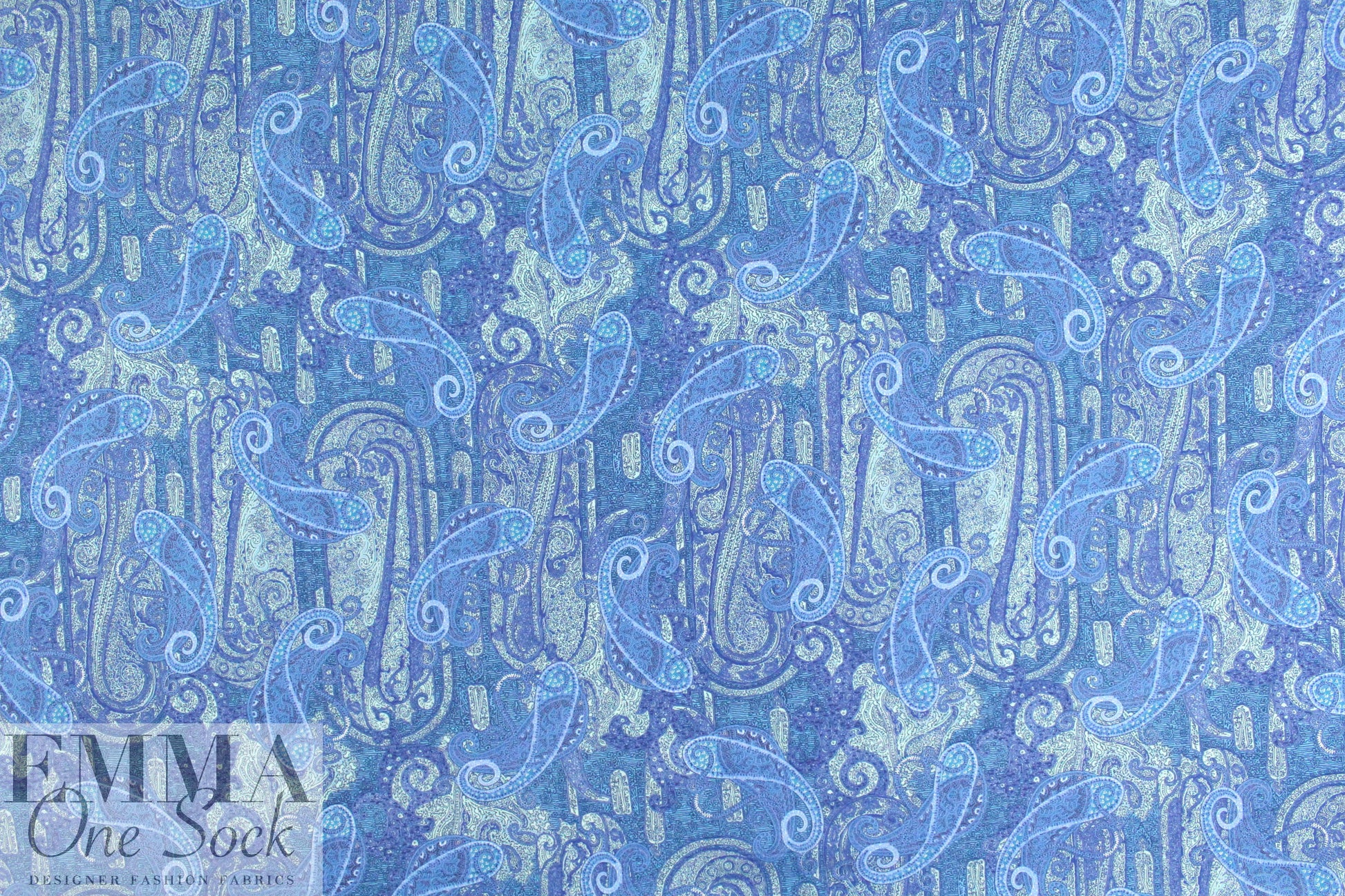 T0ri Richard paisley blues screen printed cotton lawn