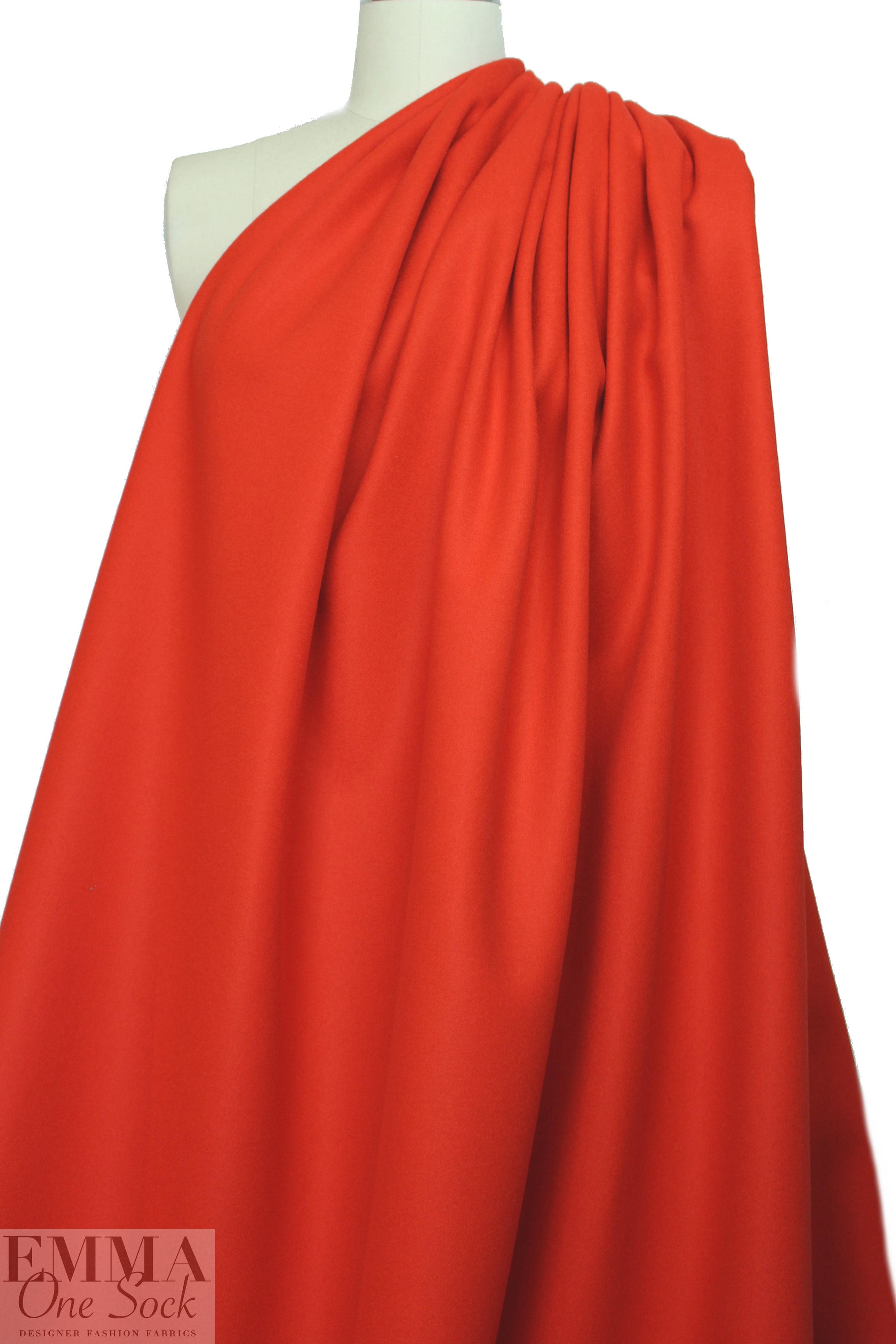 famous designer virgin wool coating - orange-red