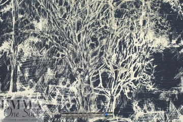 Italian viscose stretch forest scene panel woven