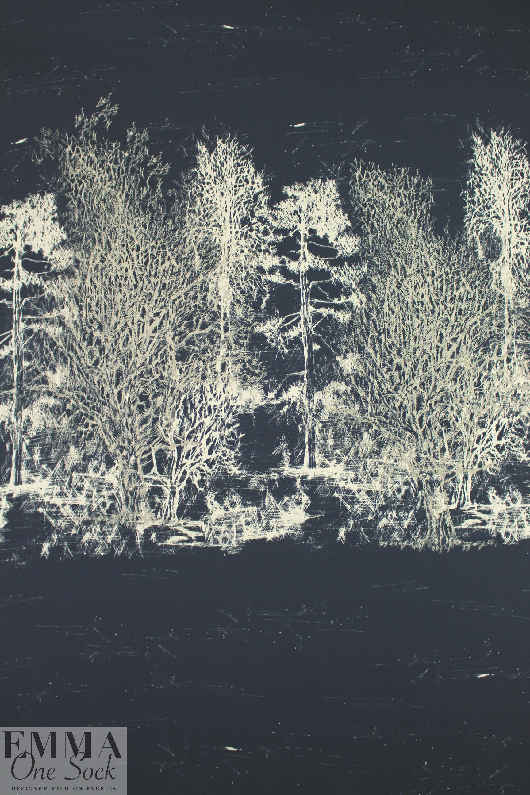 Italian viscose stretch forest scene panel woven