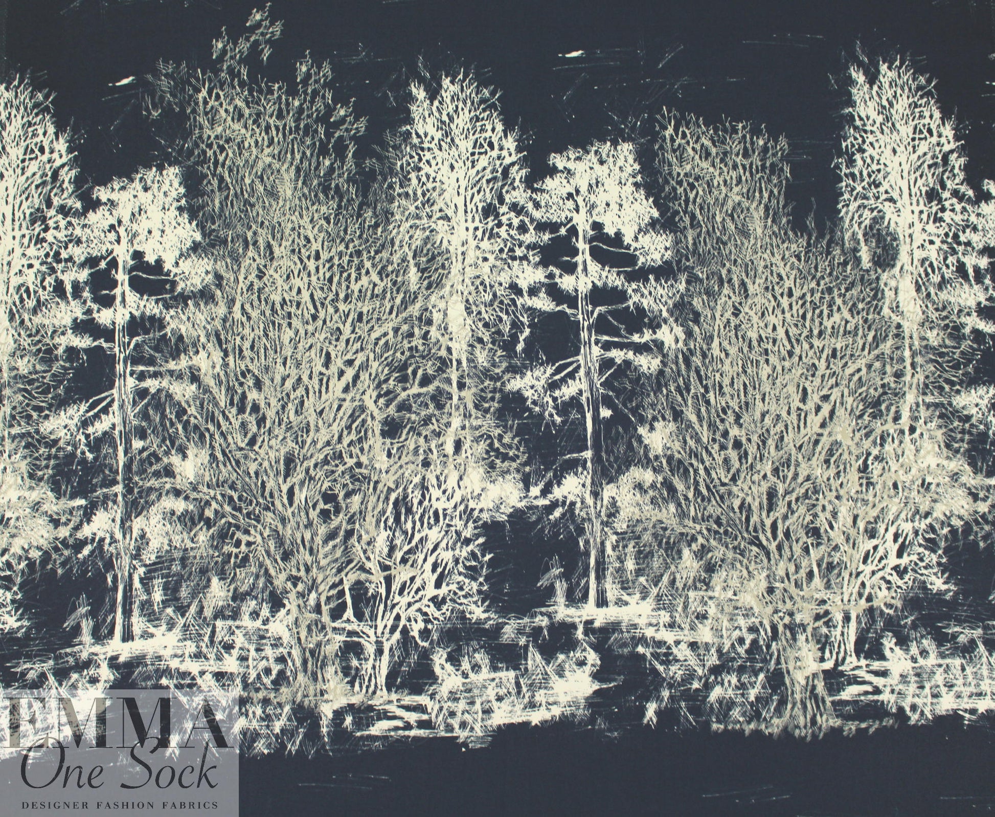 Italian viscose stretch forest scene panel woven