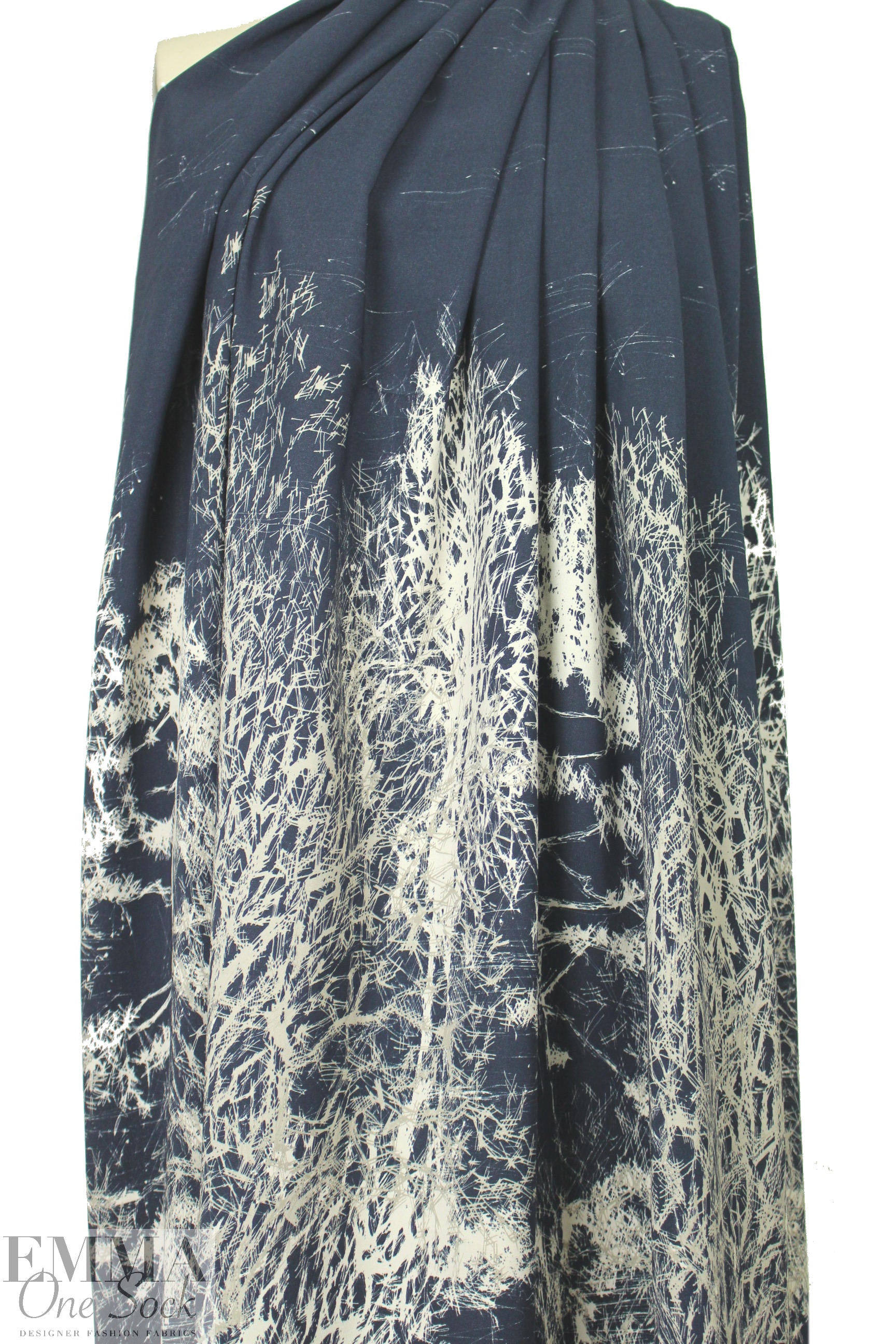Italian viscose stretch forest scene panel woven