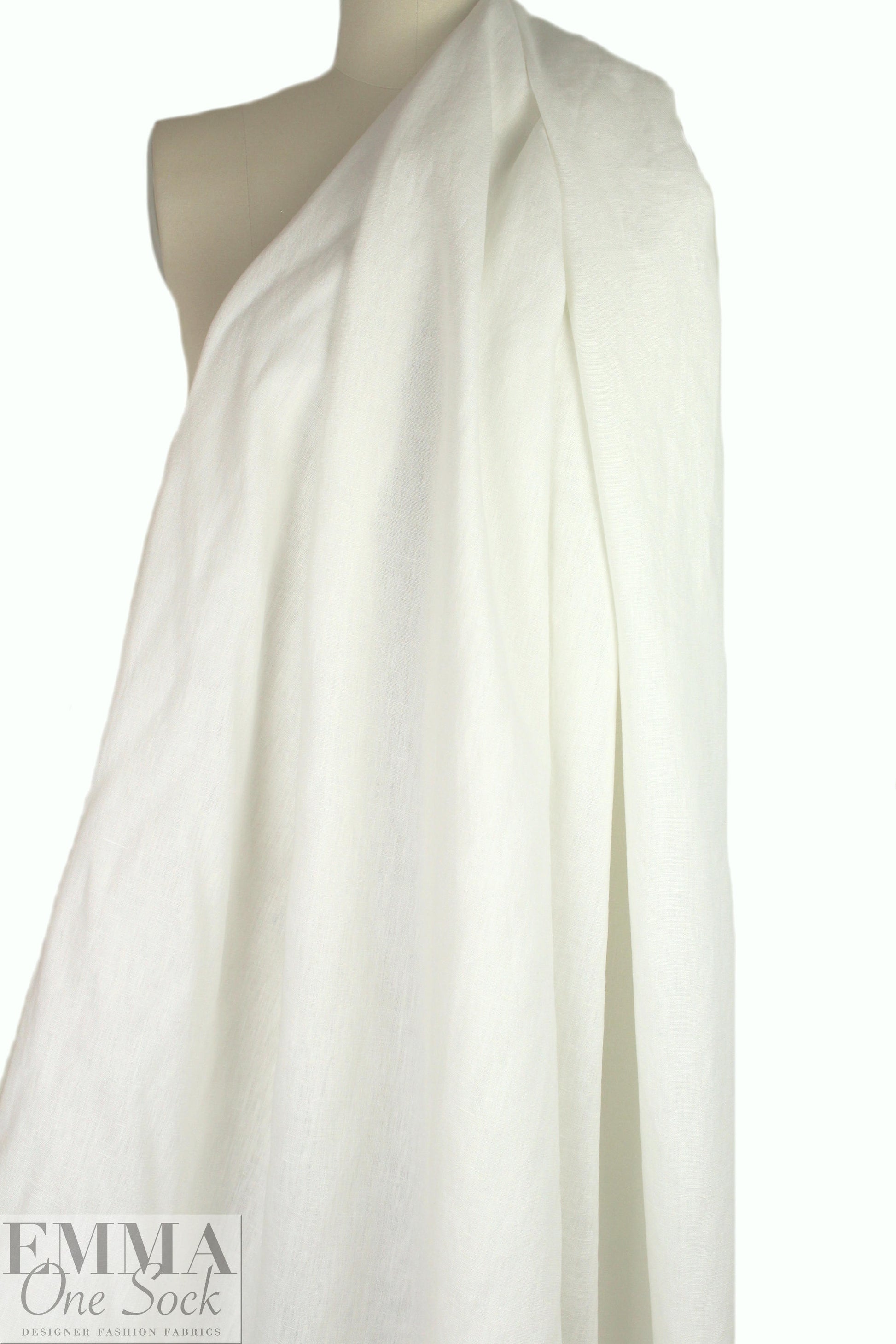 European medium weight tumbled linen - white 1.75 yds