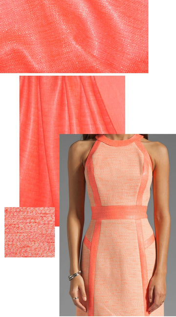 Mi11y laminated neon coral-orange cotton suiting