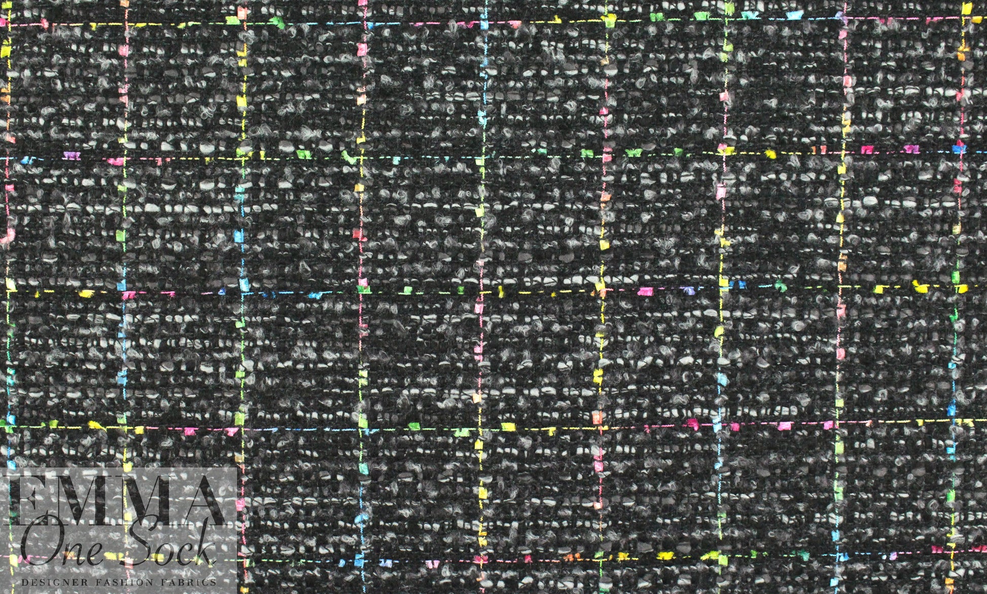 Italian 'flag grid' tweed wool blend woven
