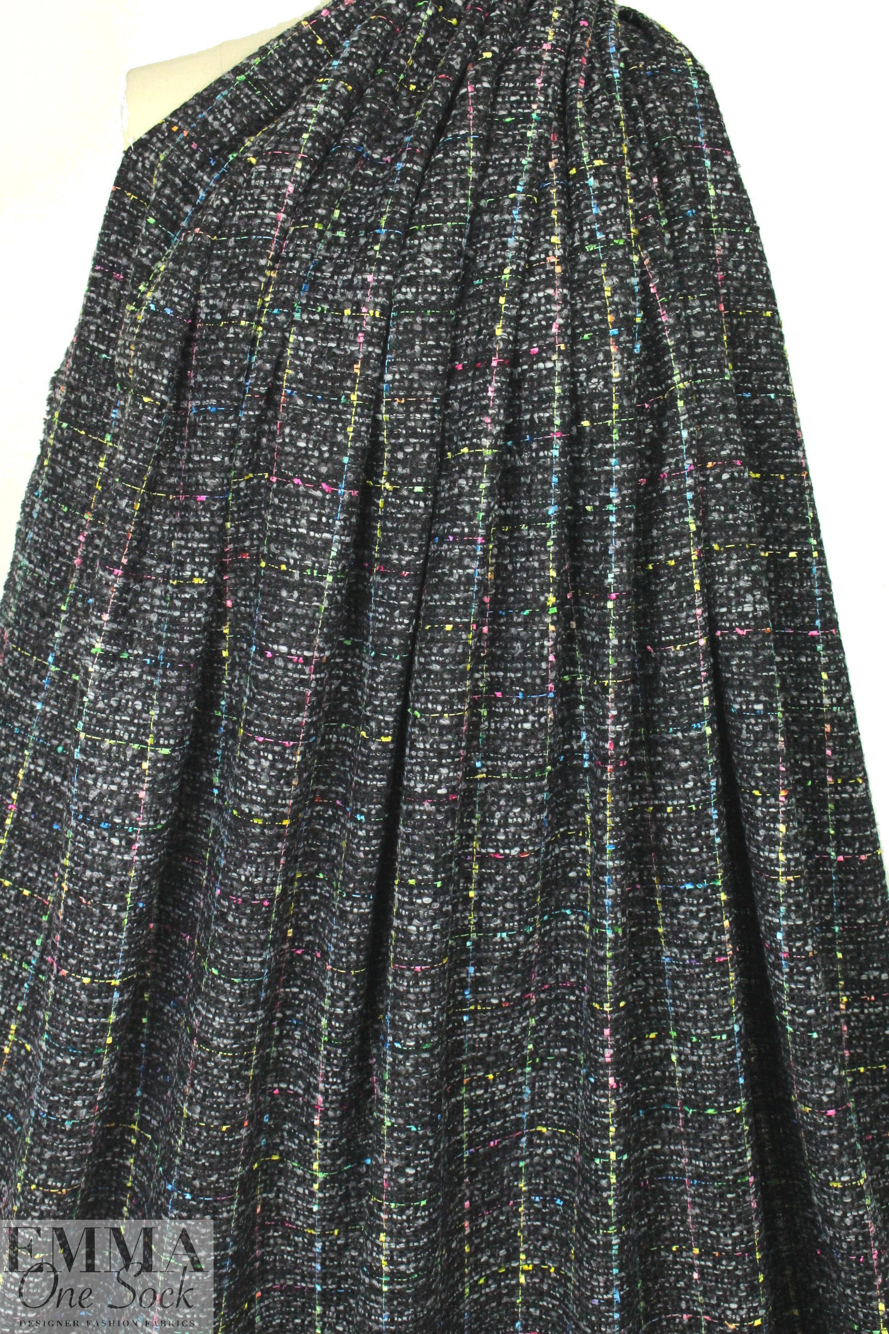 Italian 'flag grid' tweed wool blend woven