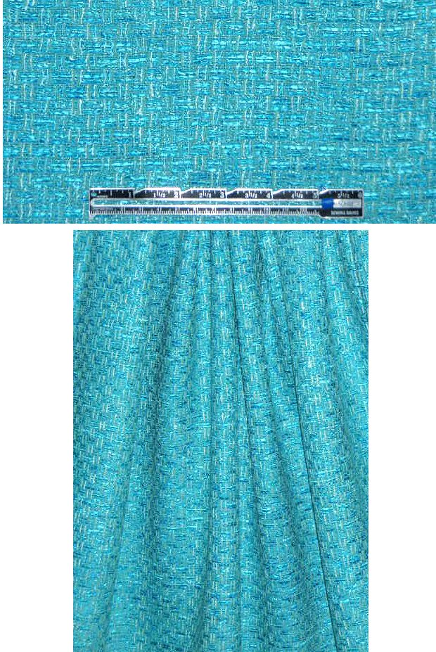 French-style fancy basketweave tweed - turq/aqua 2 yd