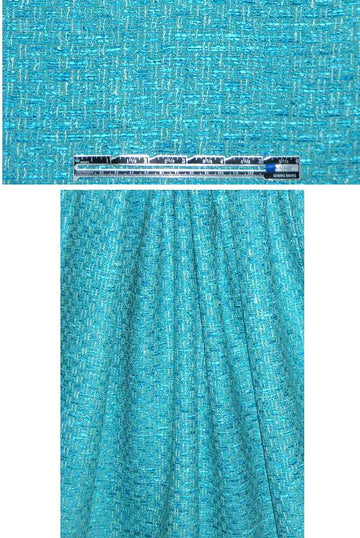 French-style fancy basketweave tweed - turq/aqua 2 yd