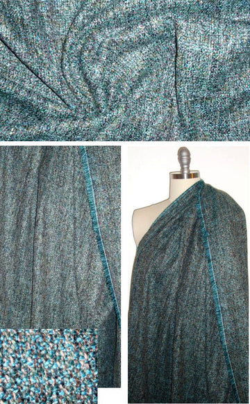 washable tweed suiting - turquoise/cafe au lait