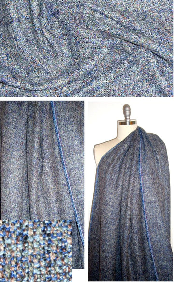 washable tweed suiting - royal/mocha 1 yard