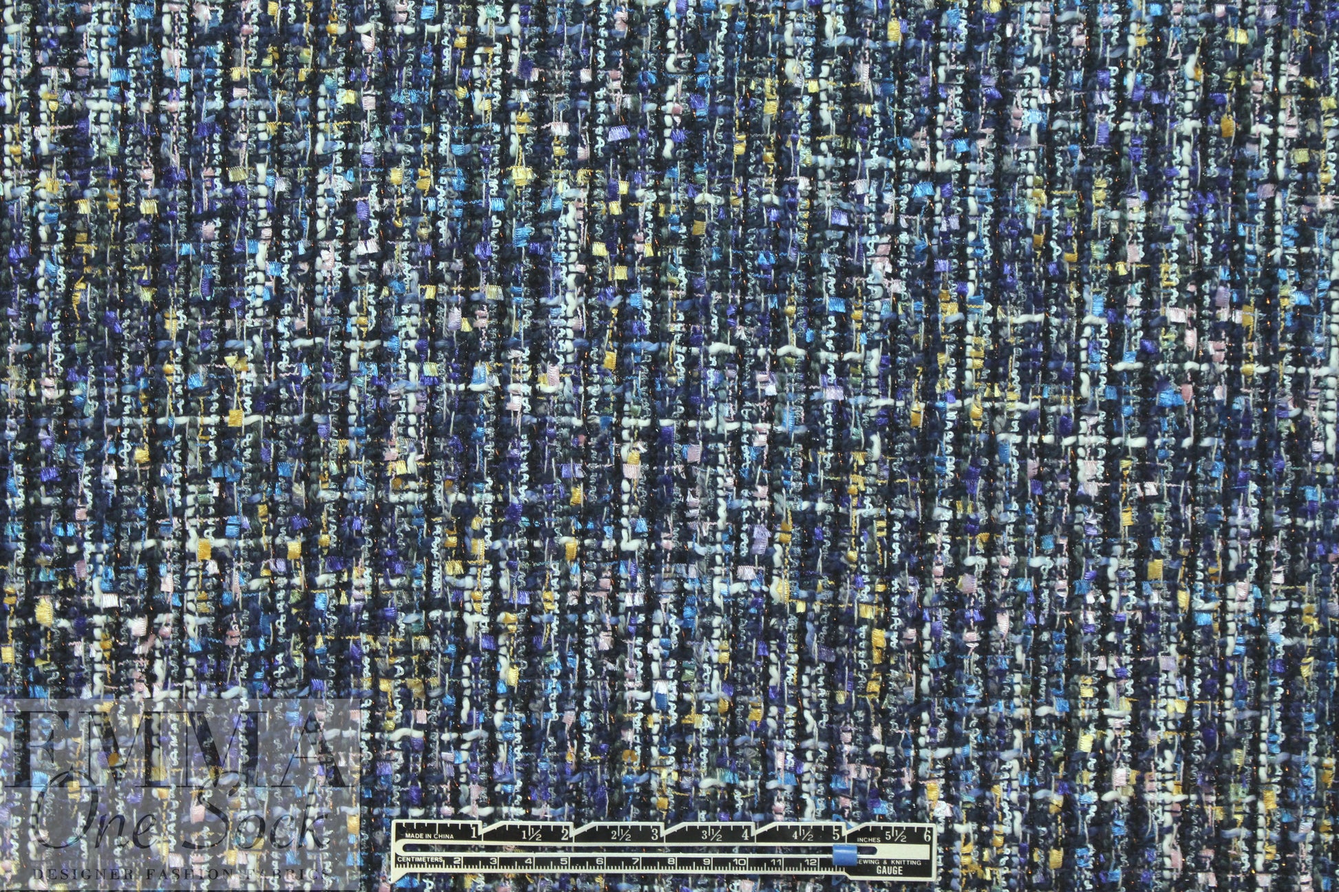 'Chanel tweed' sparkly boucle' - navy/pink/amber 1.625 yds