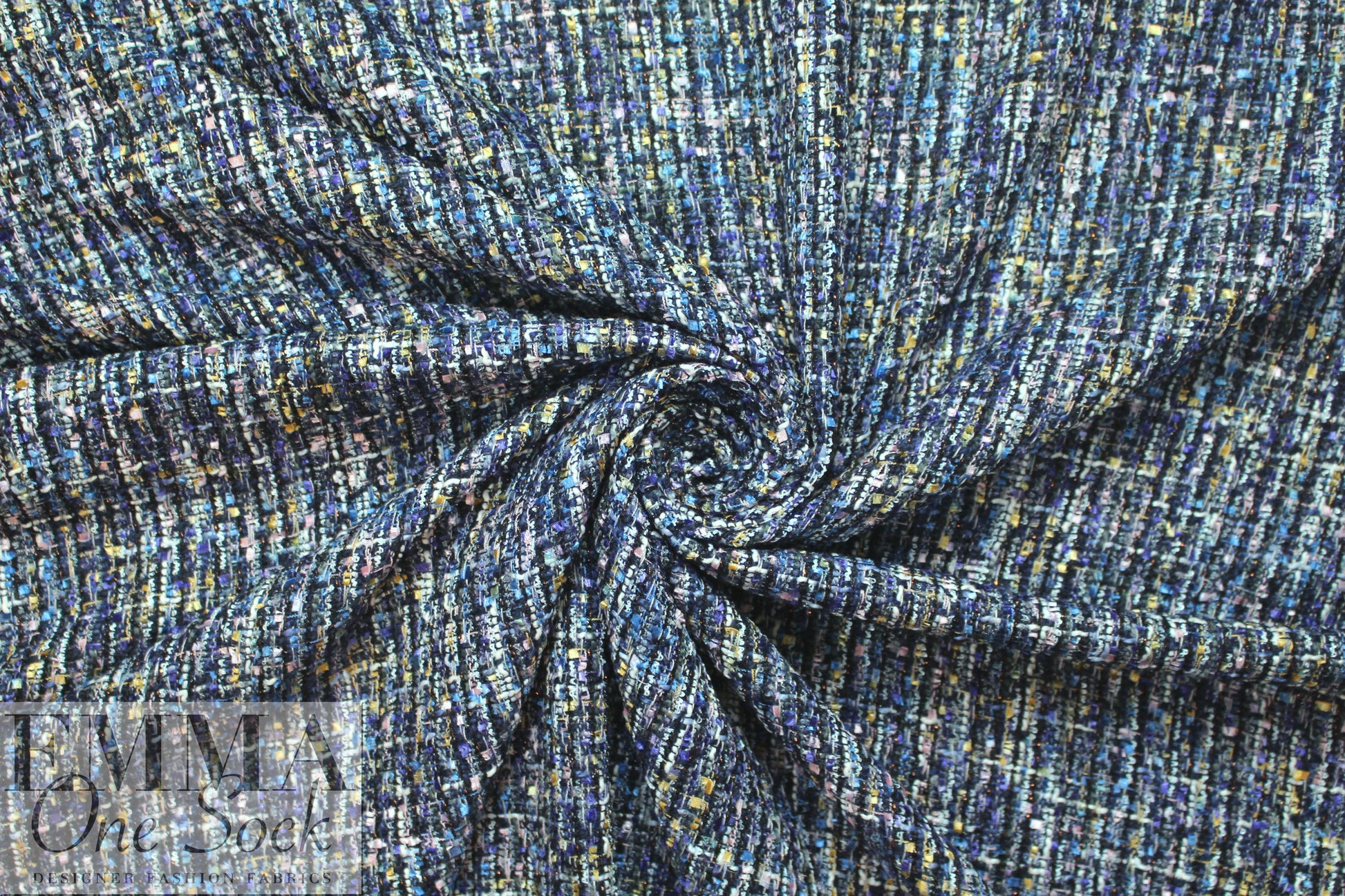 'Chanel tweed' sparkly boucle' - navy/pink/amber .6 yds