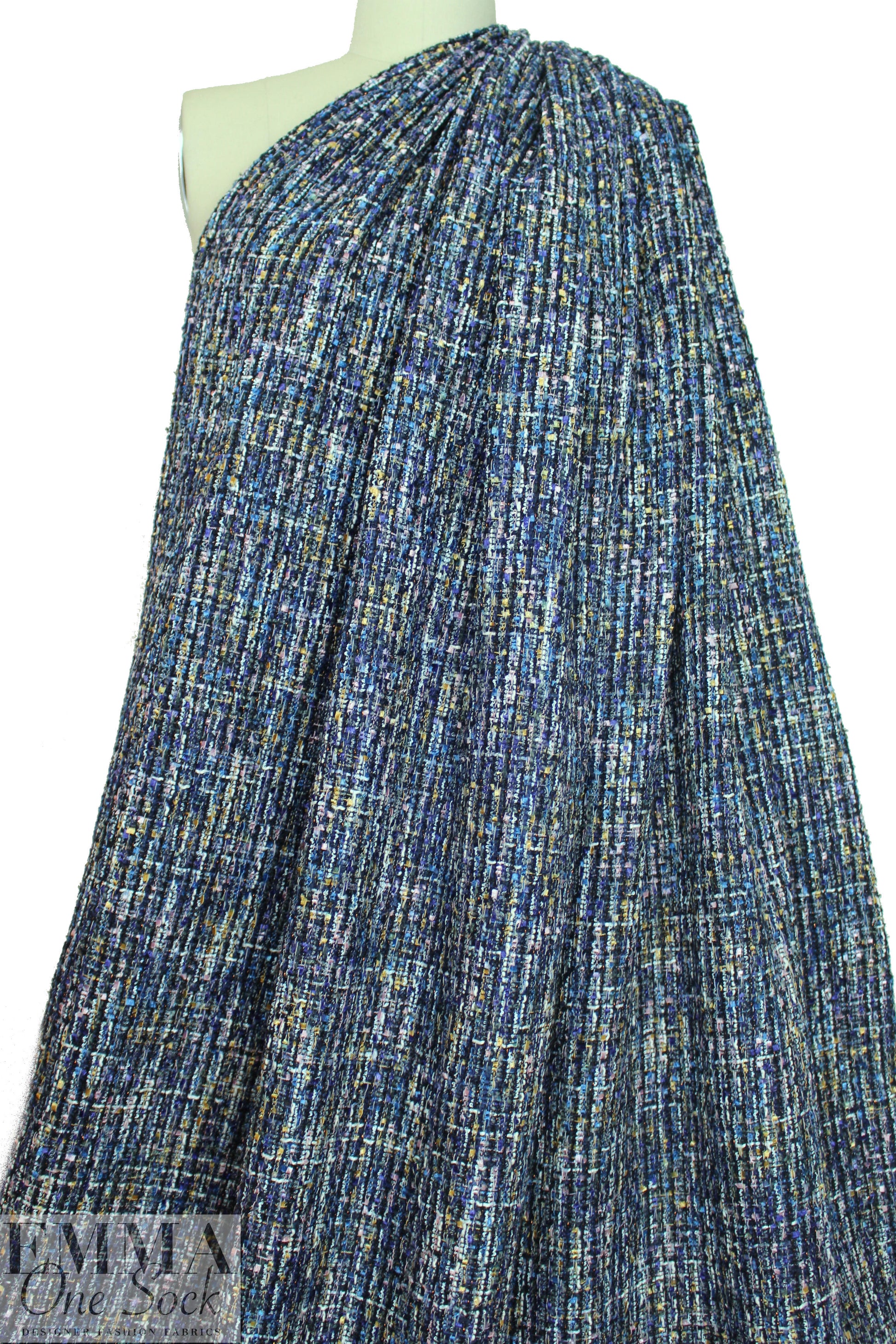 'Chanel tweed' sparkly boucle' - navy/pink/amber .6 yds