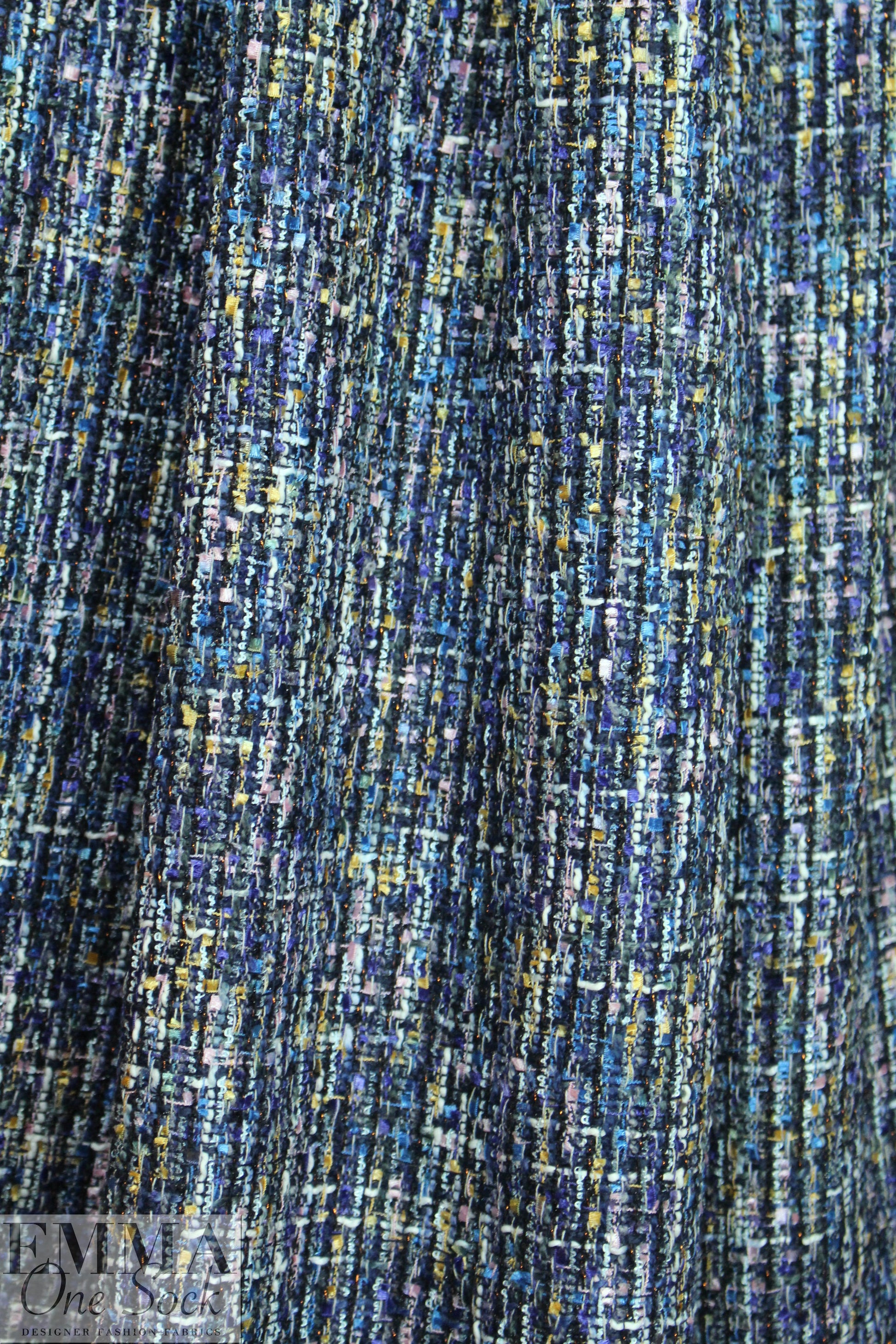 'Chanel tweed' sparkly boucle' - navy/pink/amber .6 yds