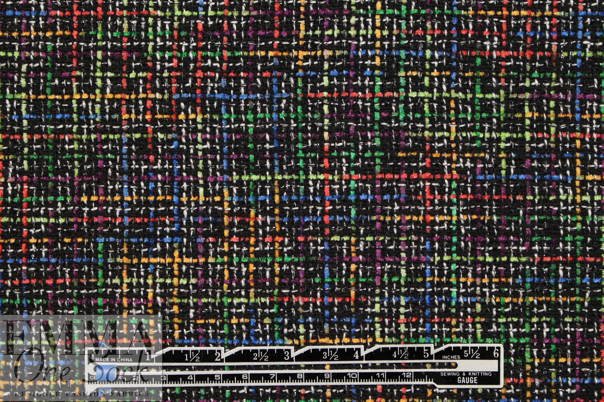 'Chanel-style' tweedy boucle' - black/multi .5 yds