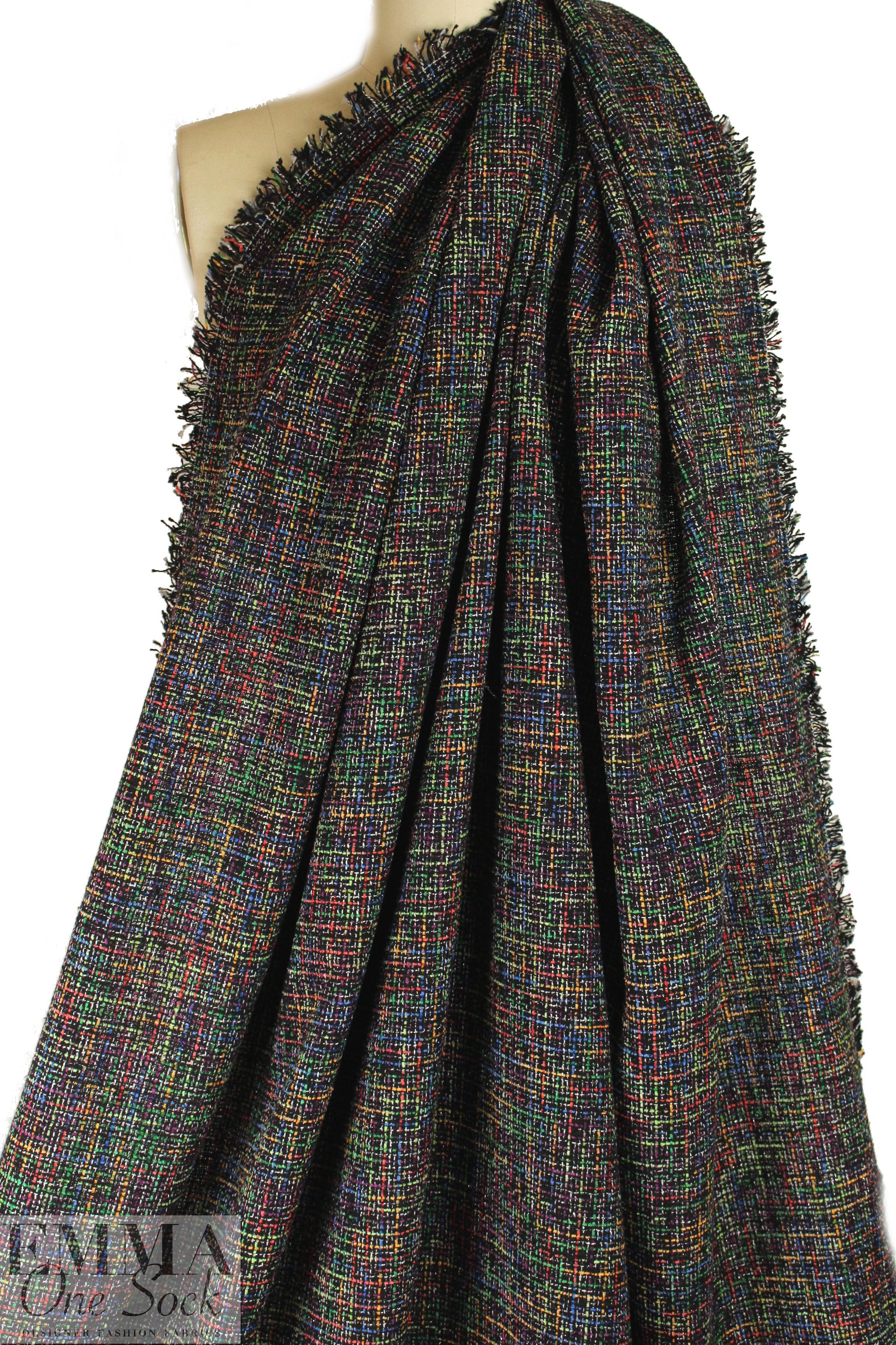 'Chanel-style' tweedy boucle' - black/multi .5 yds