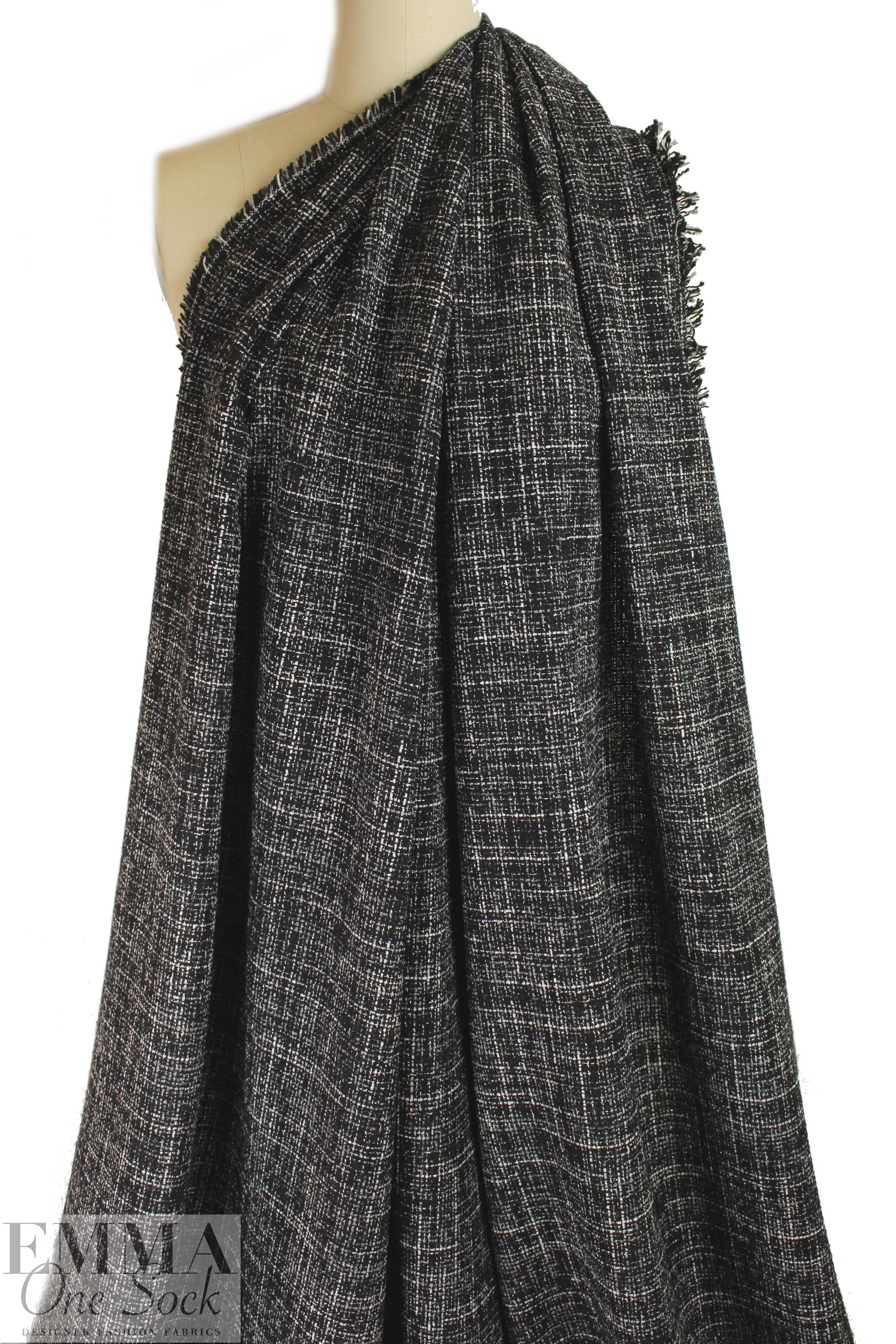'Chanel-style' tweedy boucle' - black/white/gray